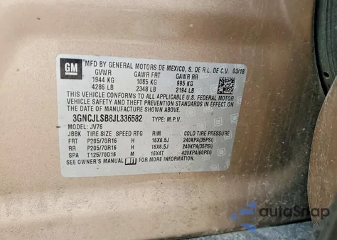 2018 Chevrolet Trax 1Lt from USA, damaged, VIN 3GNCJLSB8JL336582